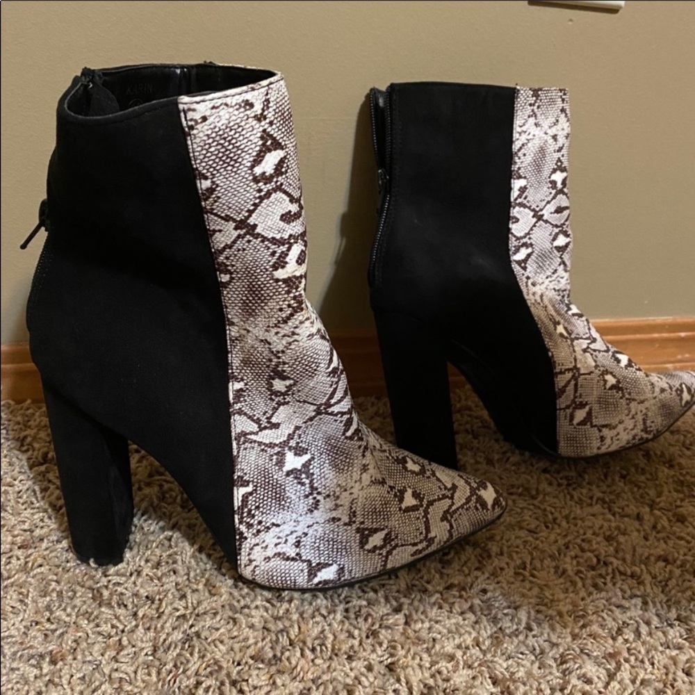 Faux Snakeskin Ankle Boot.